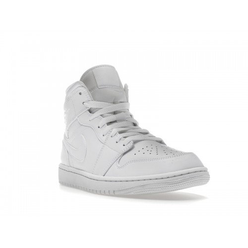 Кроссы Jordan 1 Mid Triple White - мужская сетка размеров
