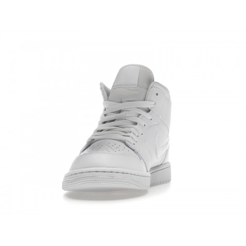 Кроссы Jordan 1 Mid Triple White - мужская сетка размеров