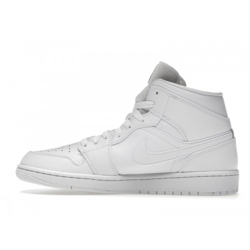 Кроссы Jordan 1 Mid Triple White - мужская сетка размеров
