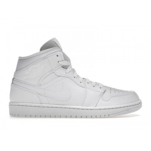 Кроссы Jordan 1 Mid Triple White - мужская сетка размеров