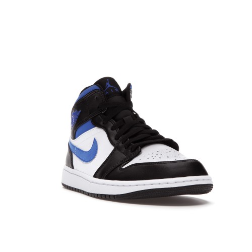 Кроссы Jordan 1 Mid White Black Racer Blue - мужская сетка размеров