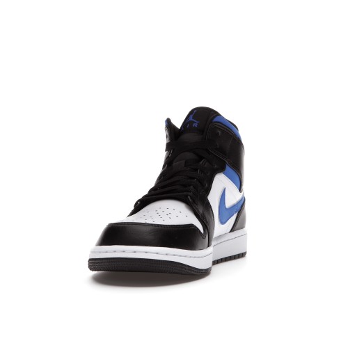 Кроссы Jordan 1 Mid White Black Racer Blue - мужская сетка размеров