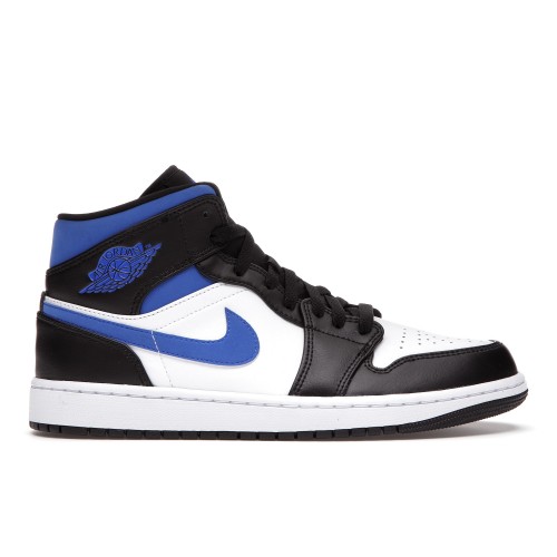 Кроссы Jordan 1 Mid White Black Racer Blue - мужская сетка размеров