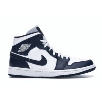 Кроссовки Jordan 1 Mid White Metallic Gold Obsidian