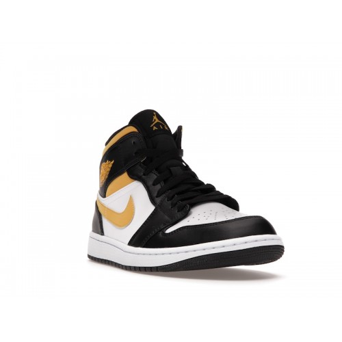 Кроссы Jordan 1 Mid White Pollen Black - мужская сетка размеров