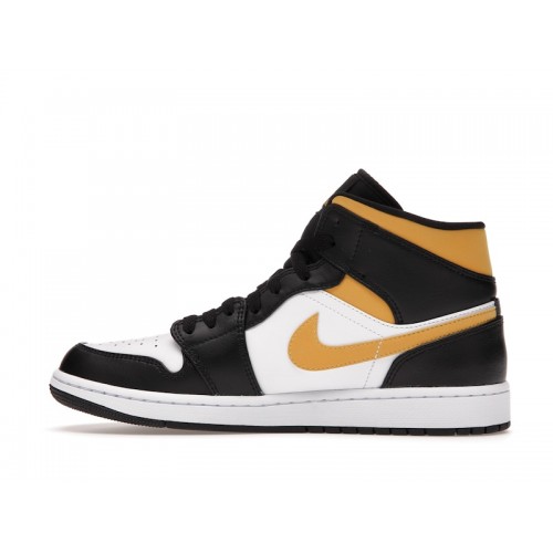 Кроссы Jordan 1 Mid White Pollen Black - мужская сетка размеров