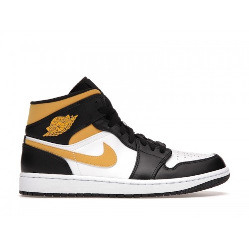 Кроссы Jordan 1 Mid White Pollen Black - мужская сетка размеров