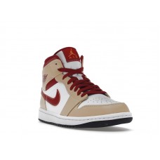 Jordan 1 Mid Light Curry Cardinal
