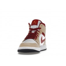 Jordan 1 Mid Light Curry Cardinal