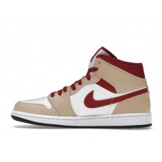 Jordan 1 Mid Light Curry Cardinal