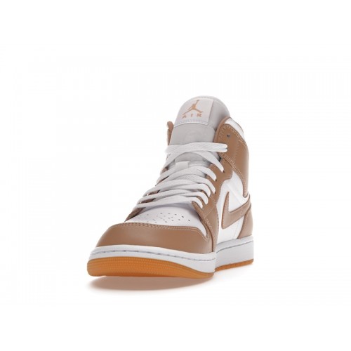 Кроссы Jordan 1 Mid Tan Gum - мужская сетка размеров