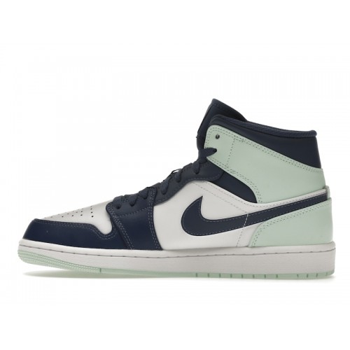 Кроссы Jordan 1 Mid Mystic Navy Mint Foam - мужская сетка размеров