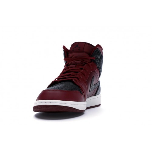 Кроссы Jordan 1 Retro Mid Team Red Black - мужская сетка размеров
