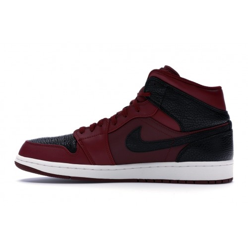 Кроссы Jordan 1 Retro Mid Team Red Black - мужская сетка размеров