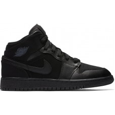 Подростковые Jordan 1 Mid Triple Black (2016) (GS)