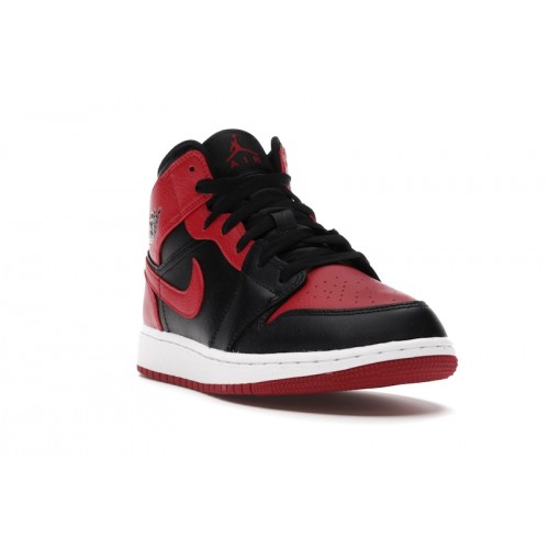 Кроссы Jordan 1 Mid Banned (2020) (GS) - подростковая сетка размеров