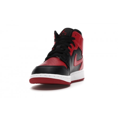 Кроссы Jordan 1 Mid Banned (2020) (GS) - подростковая сетка размеров