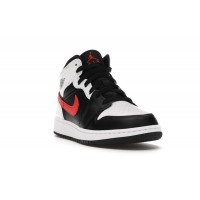Подростковые Jordan 1 Mid White Black Chile Red (GS)
