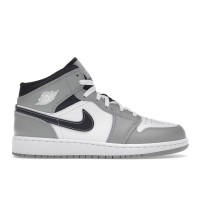 Подростковые кроссовки Jordan 1 Mid Light Smoke Grey (GS)