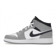 Подростковые Jordan 1 Mid Light Smoke Grey (GS)