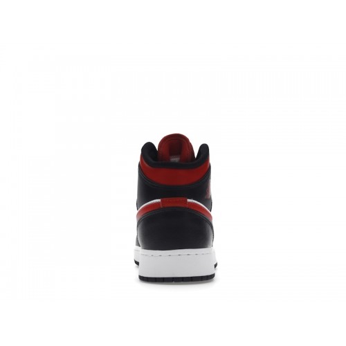 Кроссы Air Jordan 1 Mid Black Fire Red (GS) - подростковая сетка размеров