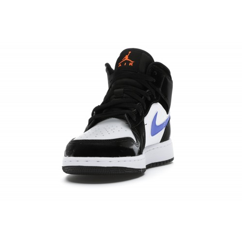 Кроссы Jordan 1 Mid Black Racer Blue White (GS) - подростковая сетка размеров