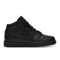 Подростковые кроссовки Jordan 1 Mid Black (GS)