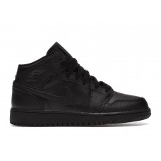 Подростковые кроссовки Jordan 1 Mid Black (GS)