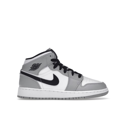 Кроссы Jordan 1 Mid Light Smoke Grey (GS) - подростковая сетка размеров