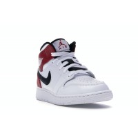 Подростковые Jordan 1 Mid White Black Gym Red (GS)