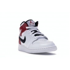 Подростковые Jordan 1 Mid White Black Gym Red (GS)