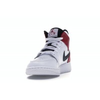 Подростковые Jordan 1 Mid White Black Gym Red (GS)