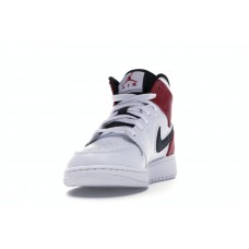 Подростковые Jordan 1 Mid White Black Gym Red (GS)