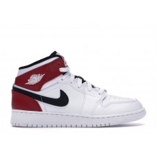 Подростковые Jordan 1 Mid White Black Gym Red (GS)