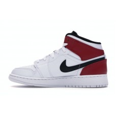 Подростковые Jordan 1 Mid White Black Gym Red (GS)