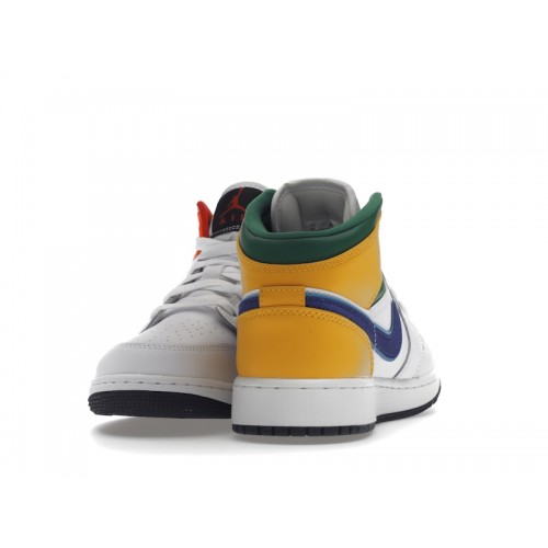 Air Jordan 1 Mid GS White Court Purple Teal - подростковая сетка размеров