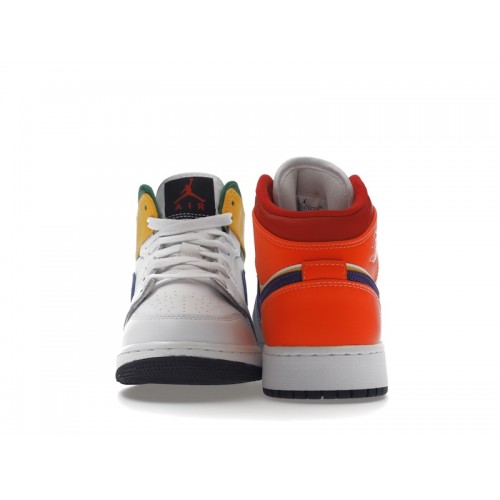 Air Jordan 1 Mid GS White Court Purple Teal - подростковая сетка размеров