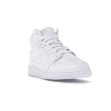 Подростковые Jordan 1 Mid Triple White (GS)