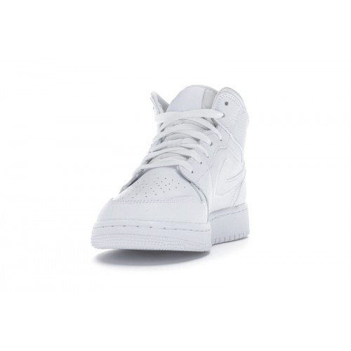 Кроссы Jordan 1 Mid Triple White (GS) - подростковая сетка размеров