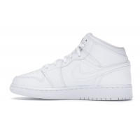 Подростковые Jordan 1 Mid Triple White (GS)