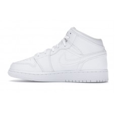 Подростковые Jordan 1 Mid Triple White (GS)