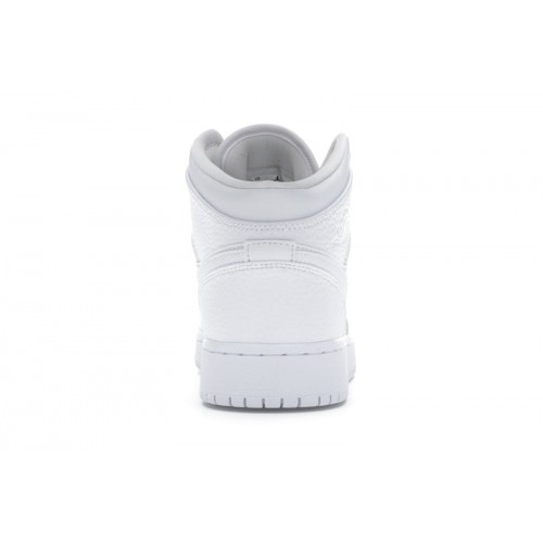 Кроссы Jordan 1 Mid Triple White (GS) - подростковая сетка размеров