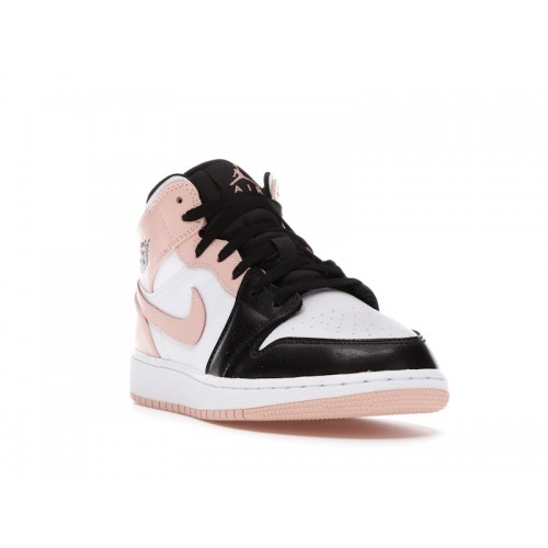Кроссы Jordan 1 Mid Arctic Orange Black Toe (GS) - подростковая сетка размеров