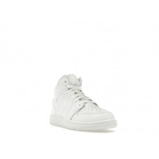 Подростковые Jordan 1 Mid Triple White (2023) (GS)