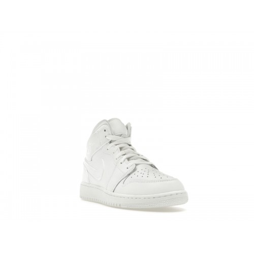 Air Jordan 1 Mid GS Triple White 2023 - подростковая сетка размеров