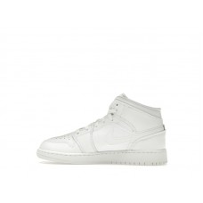 Подростковые Jordan 1 Mid Triple White (2023) (GS)