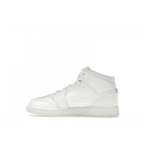 Air Jordan 1 Mid GS Triple White 2023 - подростковая сетка размеров