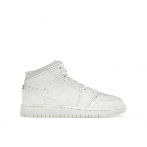 Air Jordan 1 Mid GS Triple White 2023 - подростковая сетка размеров