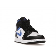 Подростковые Jordan 1 Mid White Black Racer Blue (GS)