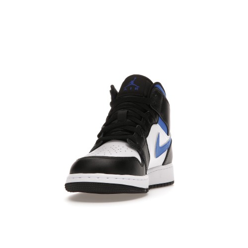 Кроссы Jordan 1 Mid White Black Racer Blue (GS) - подростковая сетка размеров